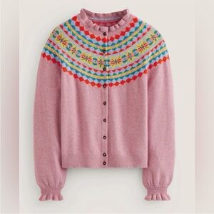 Boden Edie Fair Isle Frill Cardigan